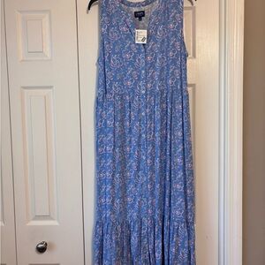 Chaps Light Blue Floral Maxi Dress. Belt Is Missing.